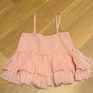 Pink Ruffled Spaghetti Strap Top